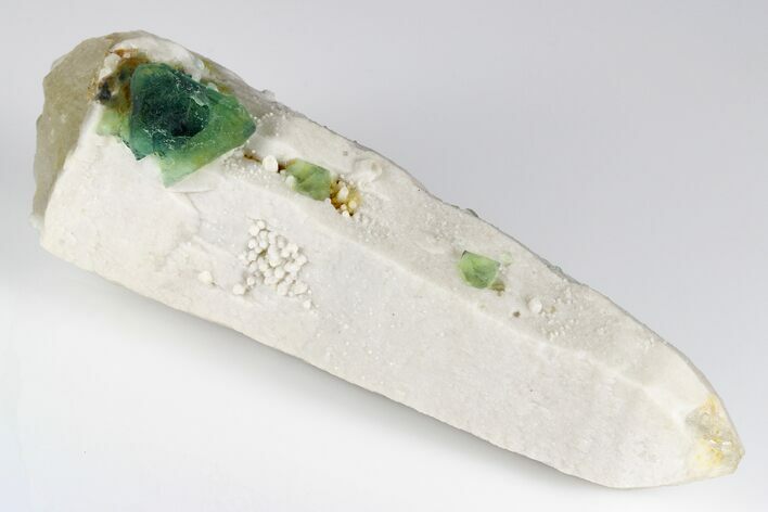 5.4" Green, Octahedral Fluorite on Milky Quartz - Inner Mongolia